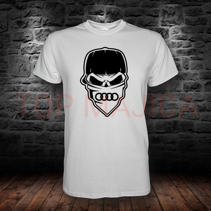 audi skull majica Audi skull logo - Majica bela audi skull majica