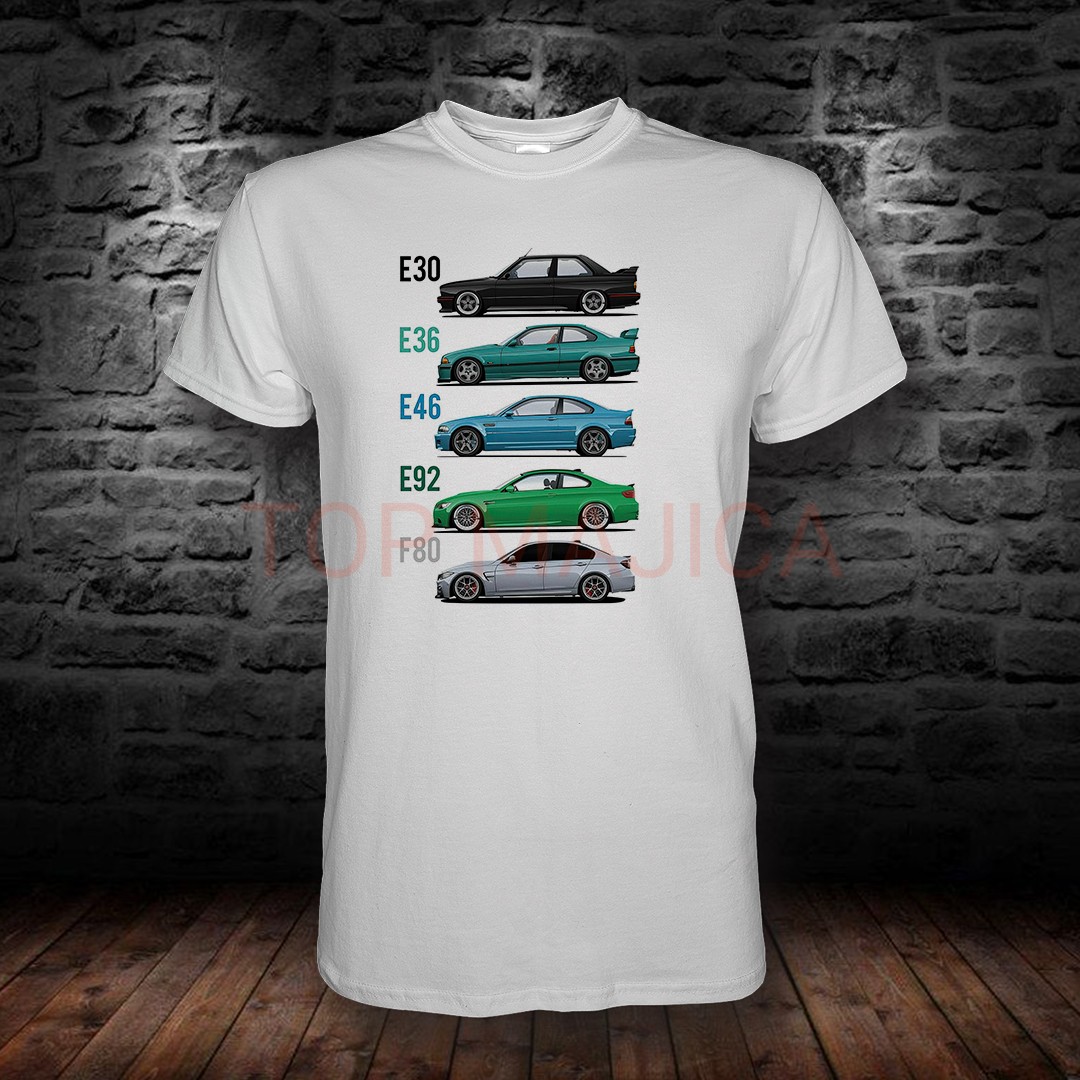 BMW E30 E36 E46 E92 F80 - Majica bela bmw e30 e36 e46