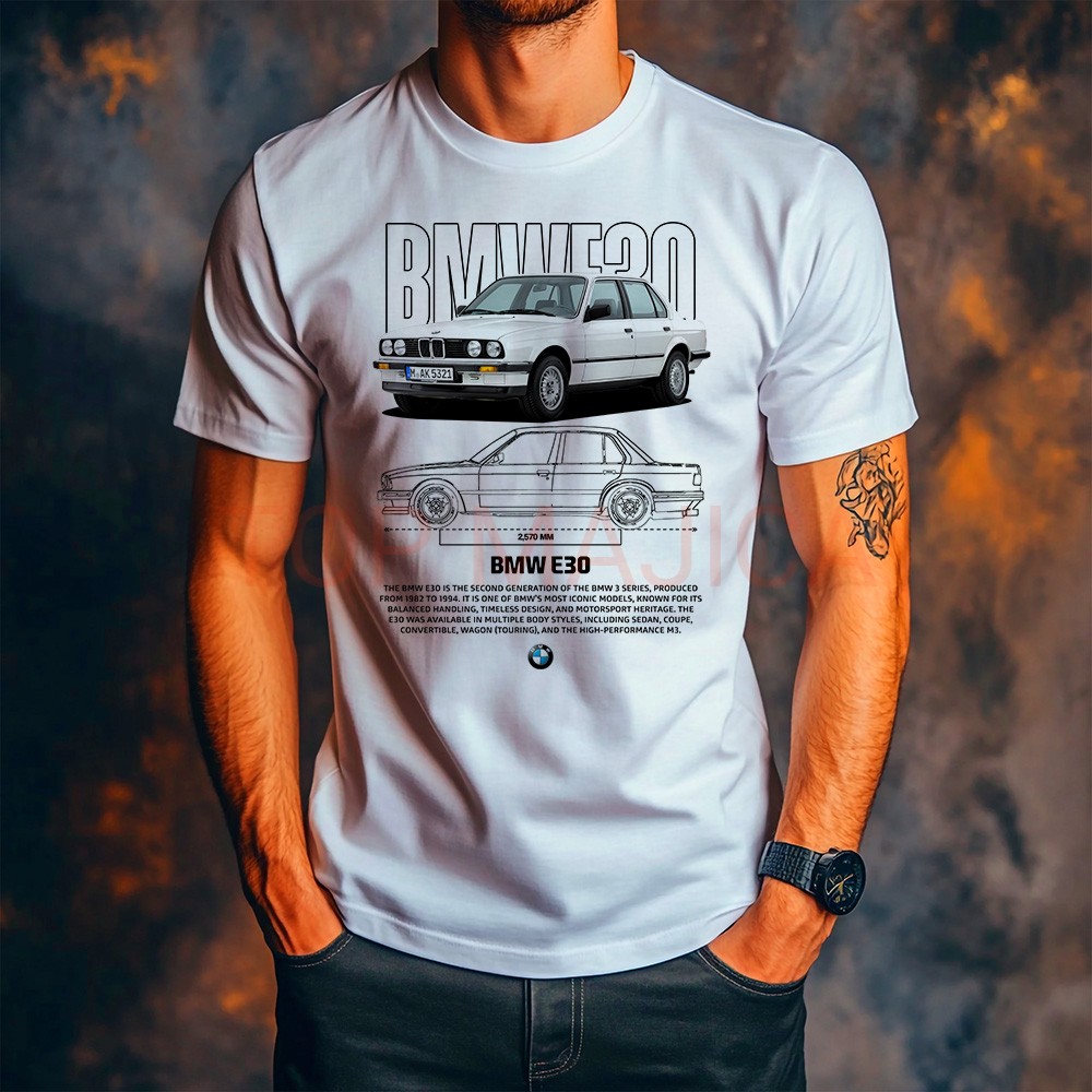 bmw e30 white majica BMW E30 white - Majica bela bmw e30 white majica