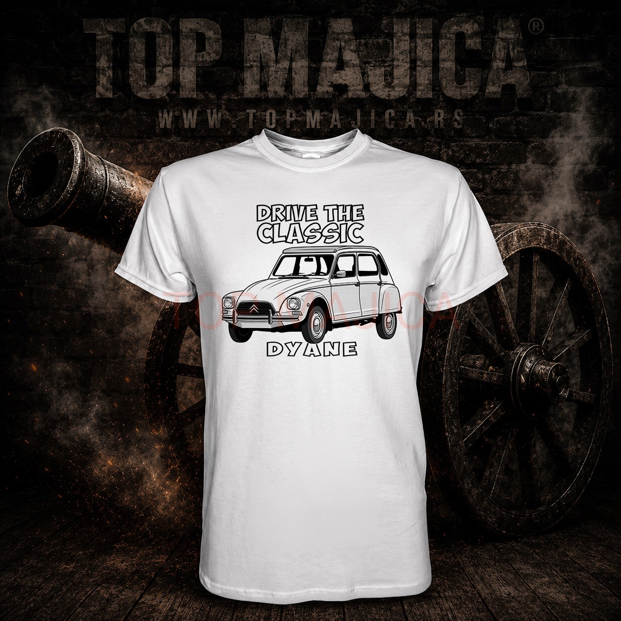 cITROEN DRIVE THE CLASSIC dYANE Cutroen Dyane - Drive the classic - Majica bela cITROEN DRIVE THE CLASSIC dYANE