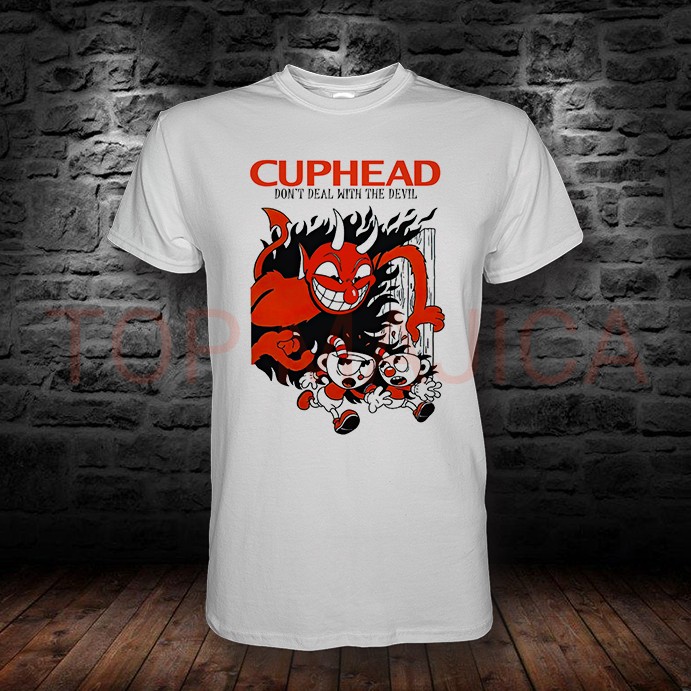 Cuphead - Dont deal with devil - Majica bela cuphead dont deal with devil majica