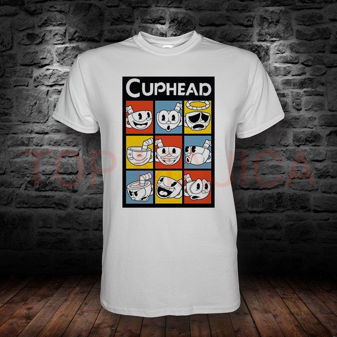 cuphead multi Cuphead boxes - Majica bela cuphead multi