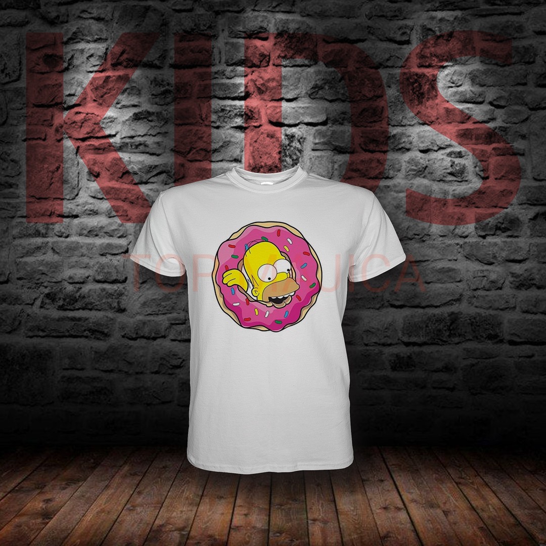Homer Simpson donut - Majica bela homer simpson donut kids