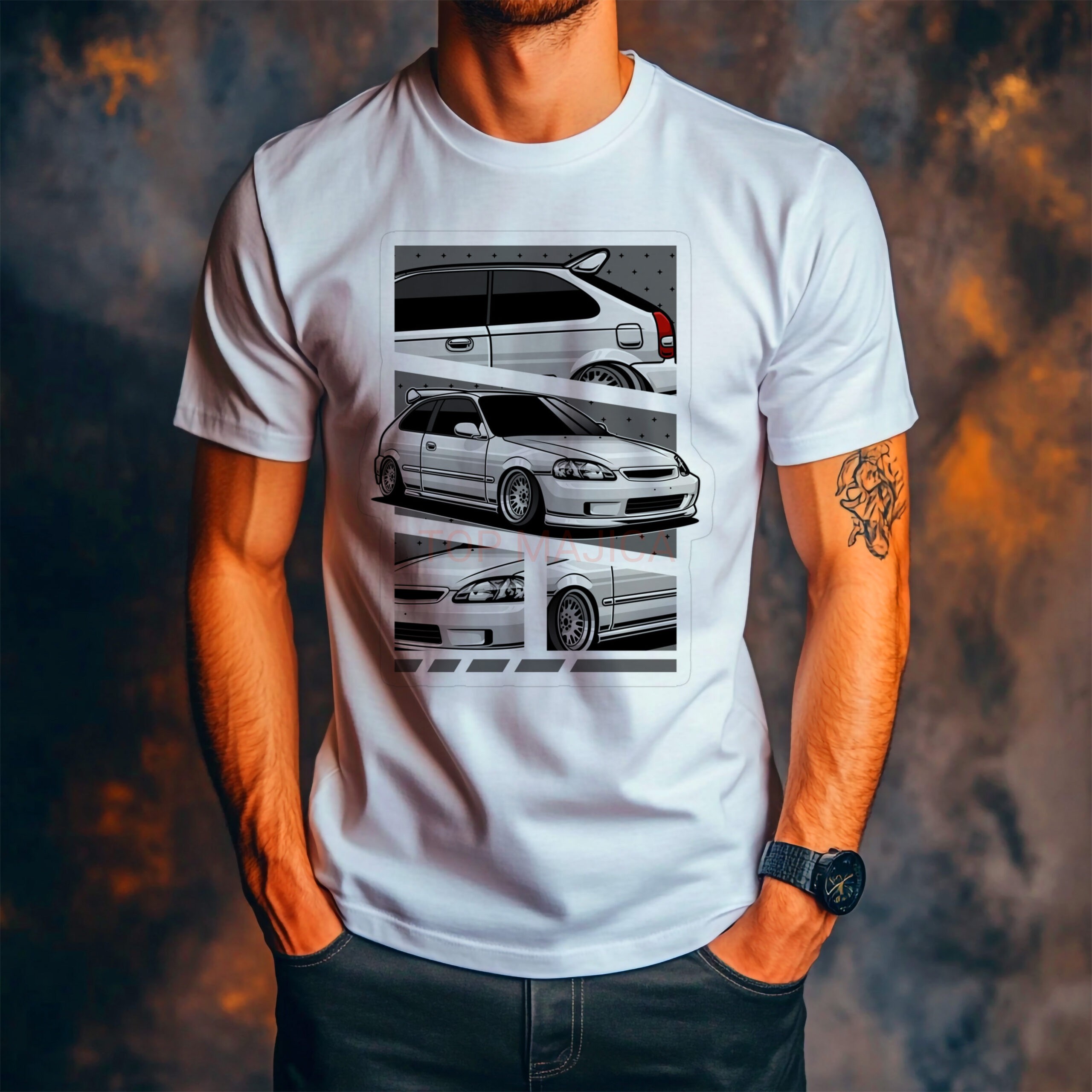 Honda Civic 1998 - Majica bela honda civic 1998 scaled