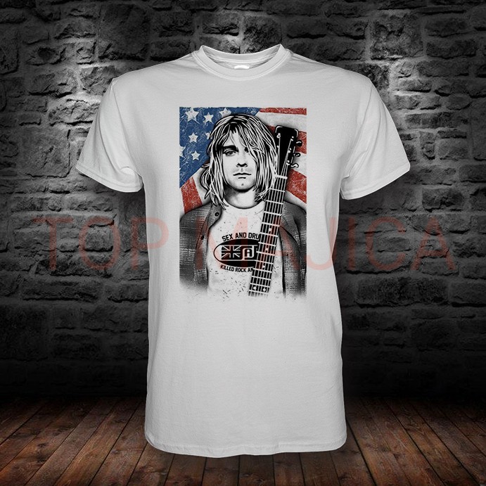 Nirvana - Kurt Cobain majica bela kurt cobain nirvana top bela