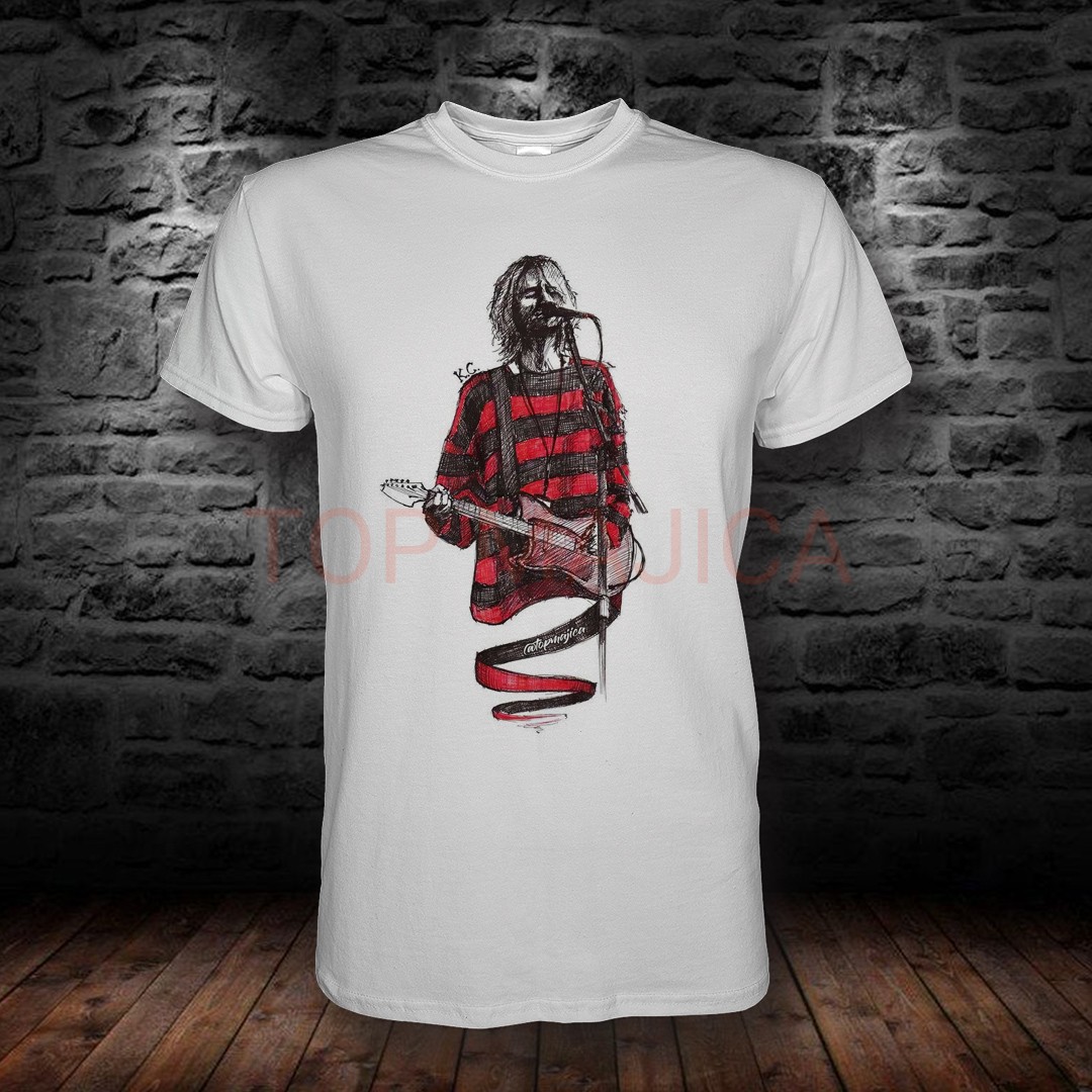 Kurt Cobain - Majica bela kurt crtez