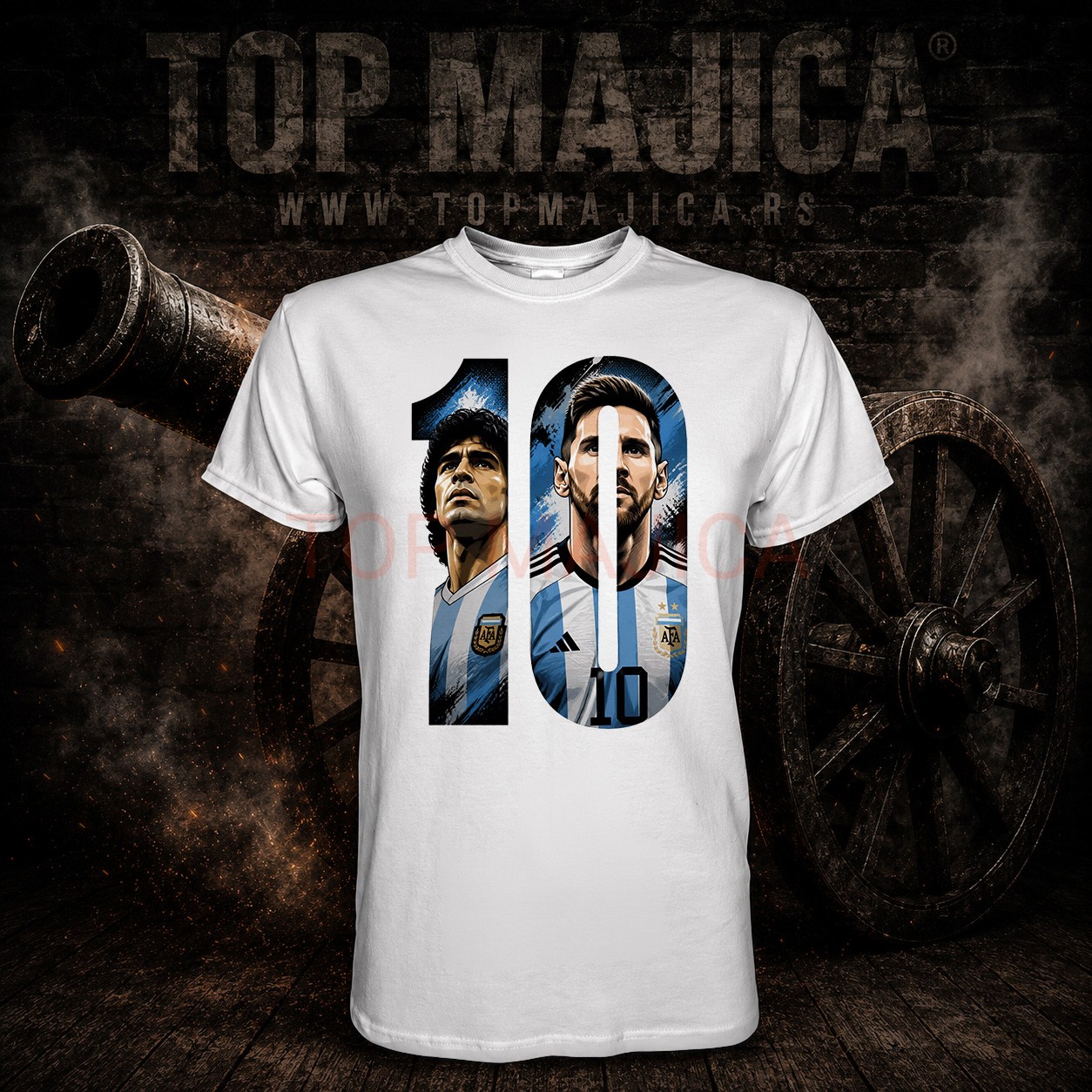 Maradona i Messi 10 - Majica bela maradona i messi 10 majica bela