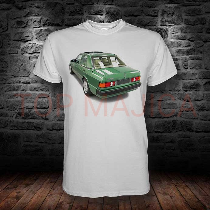 Mercedes 190E green - Majica bela mercedes 190e green