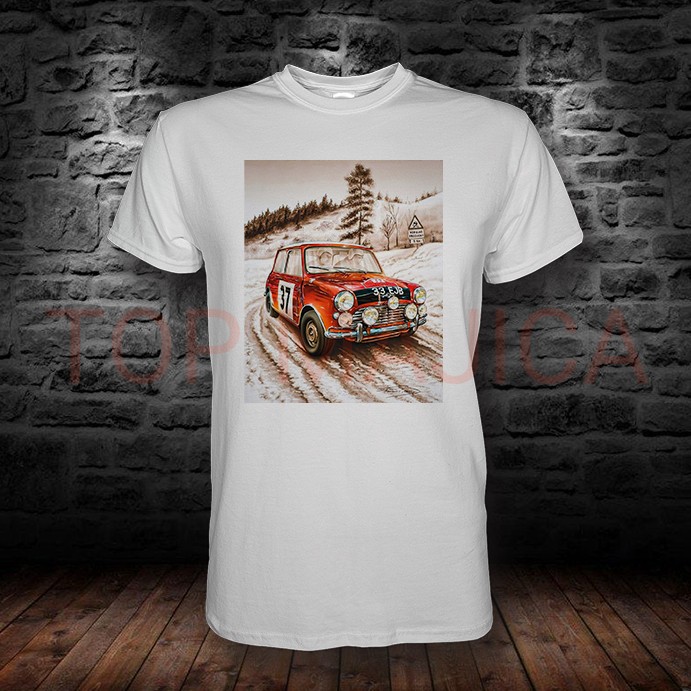 Mini Morris retro art - Majica bela mini moris retro top art majica