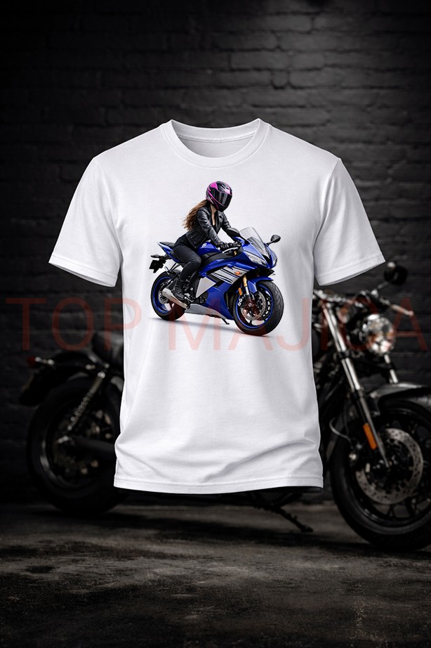 Motorcycle girl - Majica bela moto girl majica