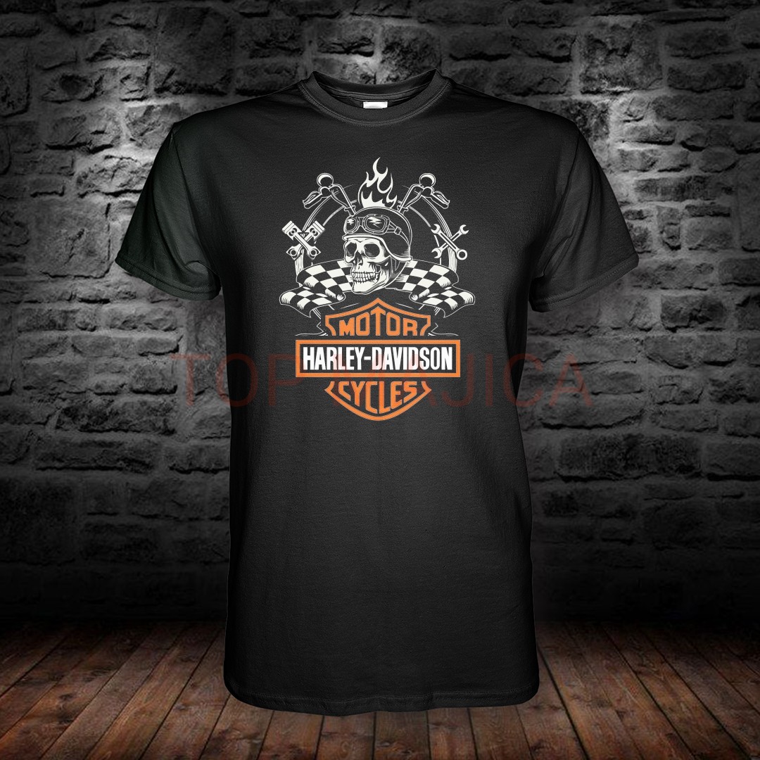 moto harley skull blk Harley Davidson Skull blk - Majica crna moto harley skull blk