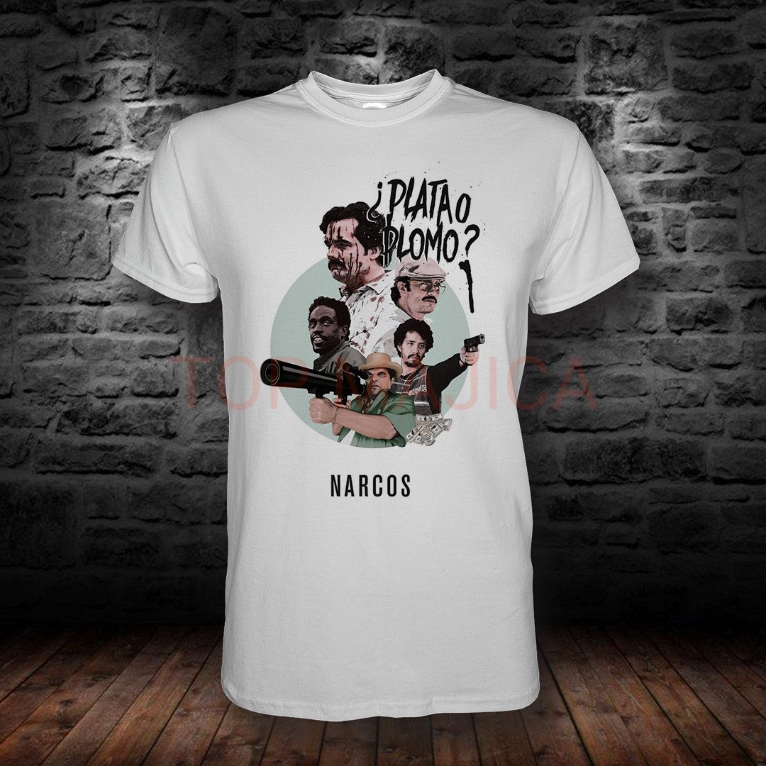 narcos majica Narcos - Plata o plomo - Majica bela narcos majica