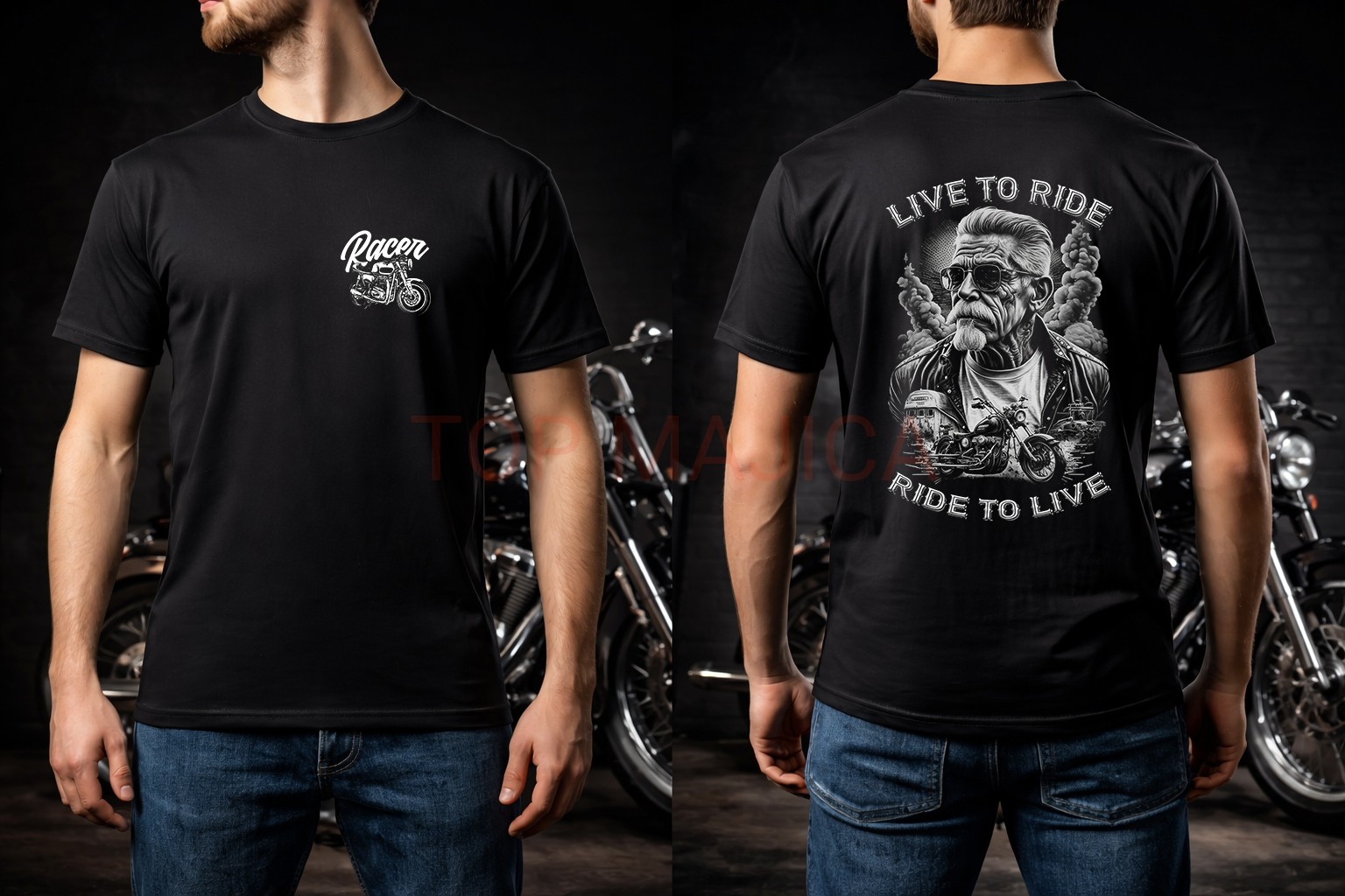 obostrana 2 Live to ride - Majica crna obostrano obostrana 2