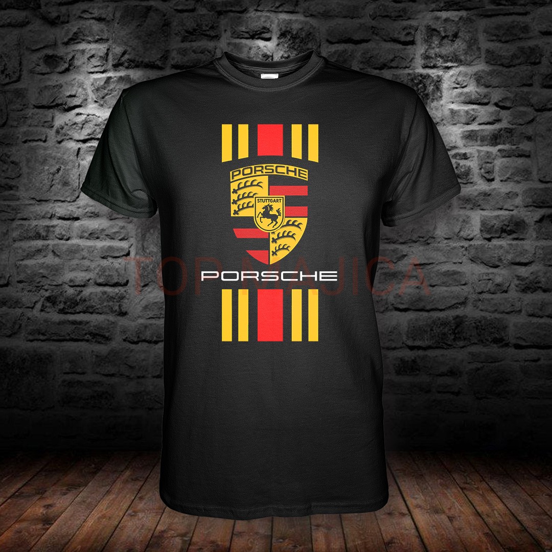 Porsche logo model yellow and red - Majica crna porshe crna top majica YL