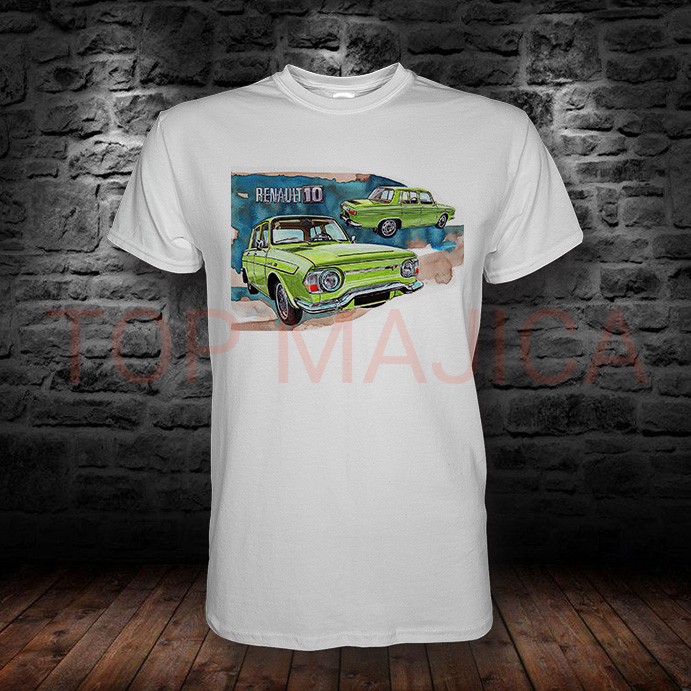 Renault 10 retro green - Reno 10 - Majica bela renault 10 retro bela majica