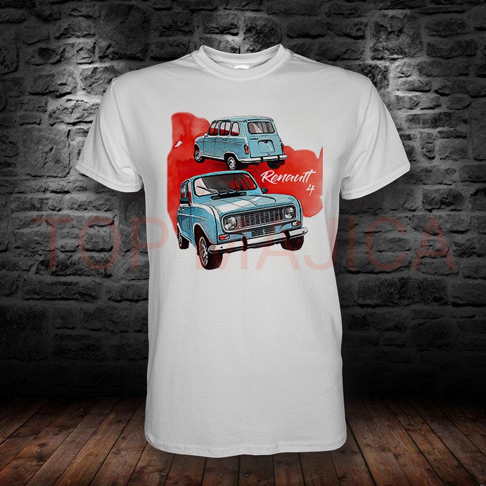 Renault 4 retro - Reno 4 - Majica bela renault 4 retro bela majica