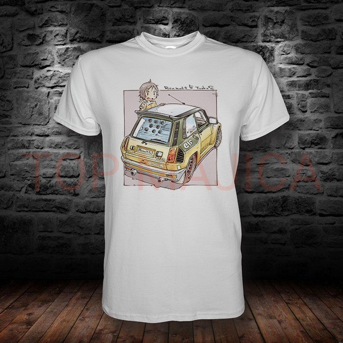 reno 5 turbo bela Renault 5 cartoon - Reno 5 - Majica bela reno 5 turbo bela