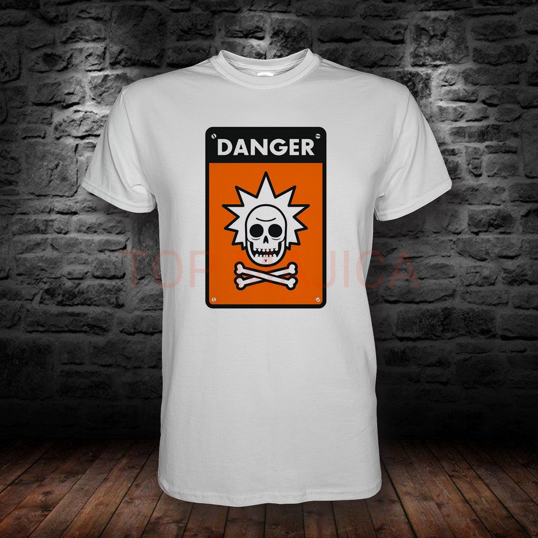 rick and morty danger bela Rick and Morty Danger - Majica bela rick and morty danger bela