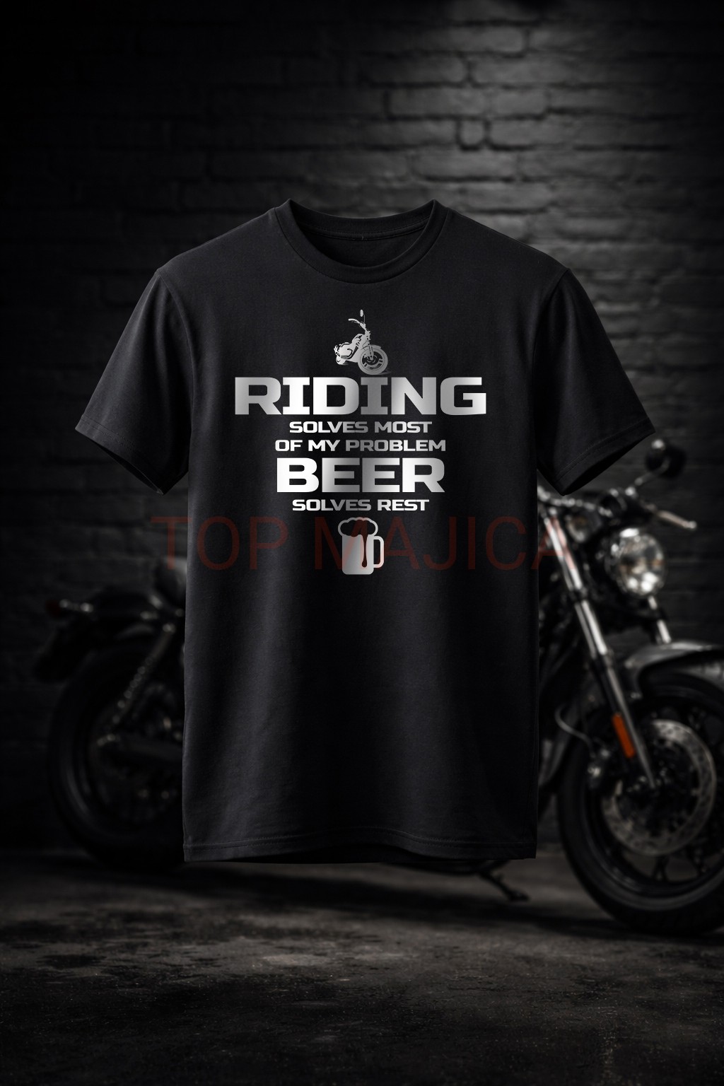 Riding and beer - Majica crna riding crna