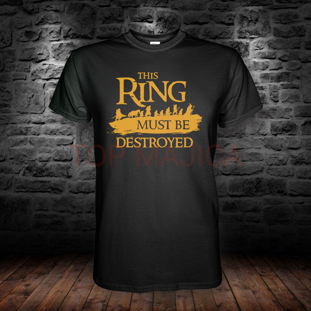 This ring must be destroyed - Majica crna rings zuta