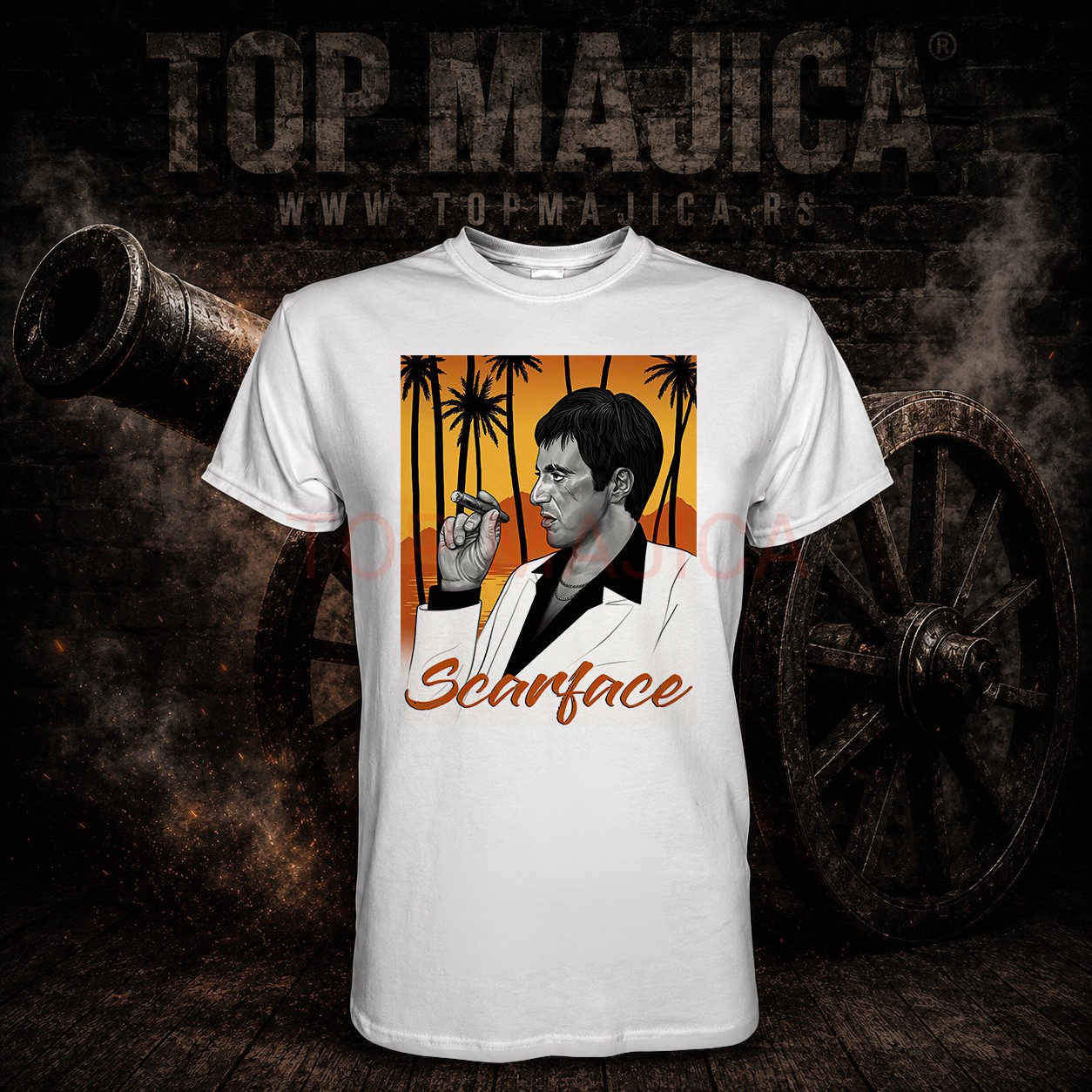 scarface palm Scarface palm - Majica bela scarface palm
