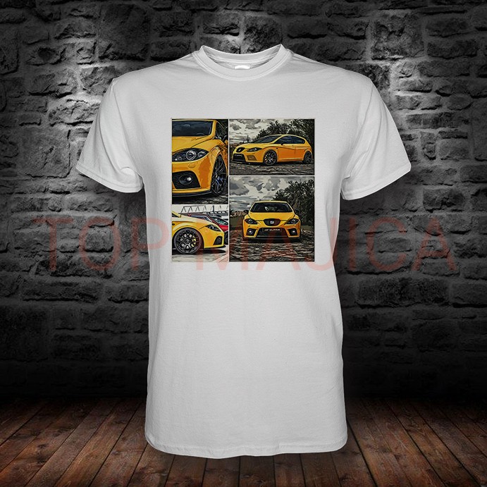 seat leon cupra pop art Seat Leon Cupra yellow art - Majica bela seat leon cupra pop art