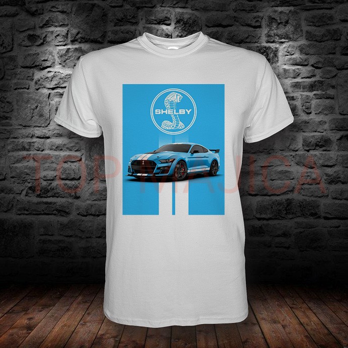 Ford Mustang Shelby blue - Majica bela shelby bela
