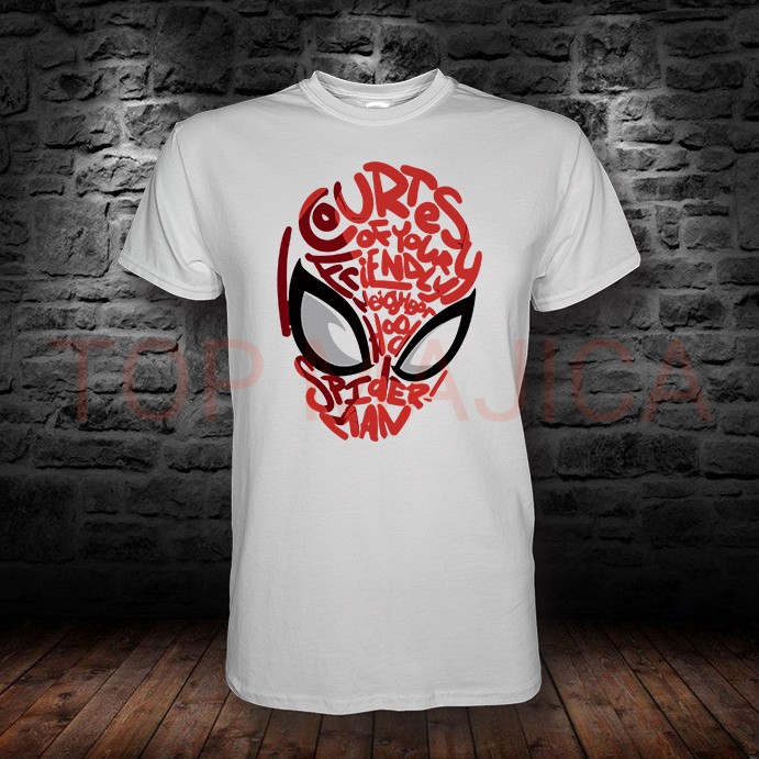 spiderman art majica Spiderman text art - Majica bela spiderman art majica