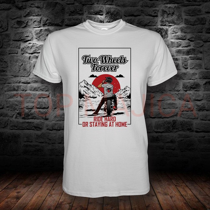 two wheels forever bela Two wheels forever - Majica bela two wheels forever bela