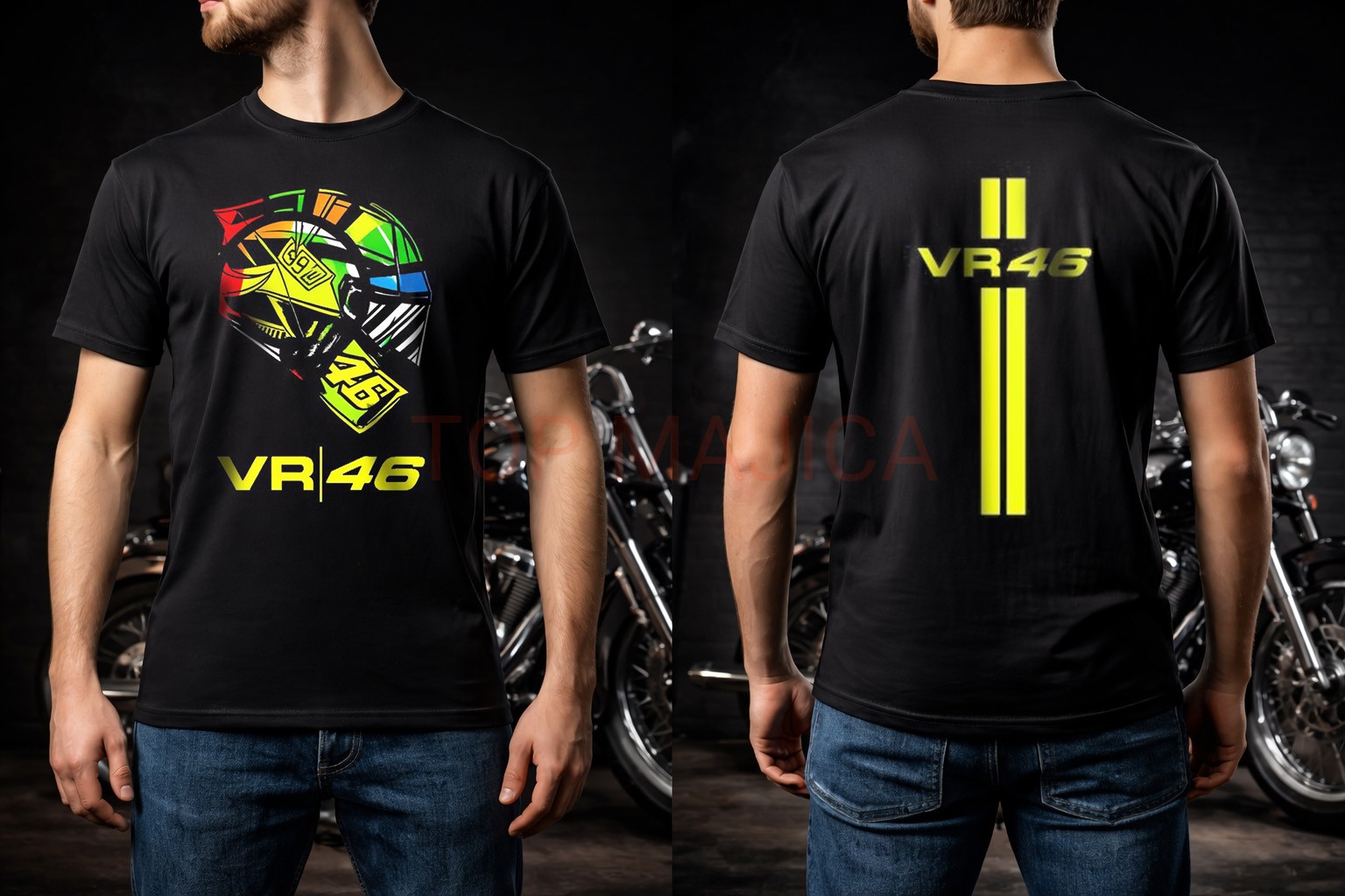 Valentino Rossi 46 yellow - Majica crna obostrano valentino rossi obostrano 46