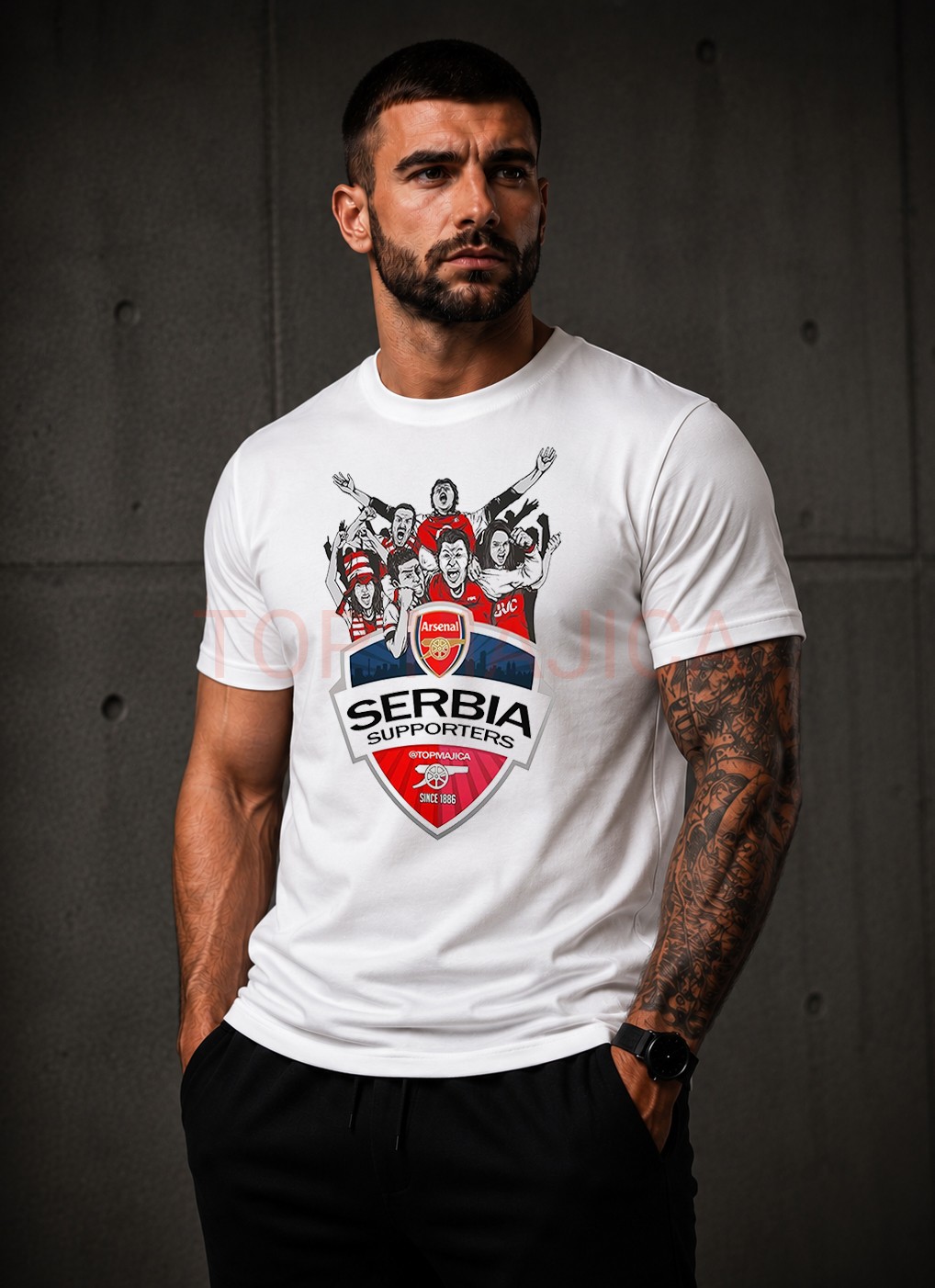 Arsenal Serbia supporters majica bela Arsenal Serbia majica Arsenal Serbia supporters majica bela