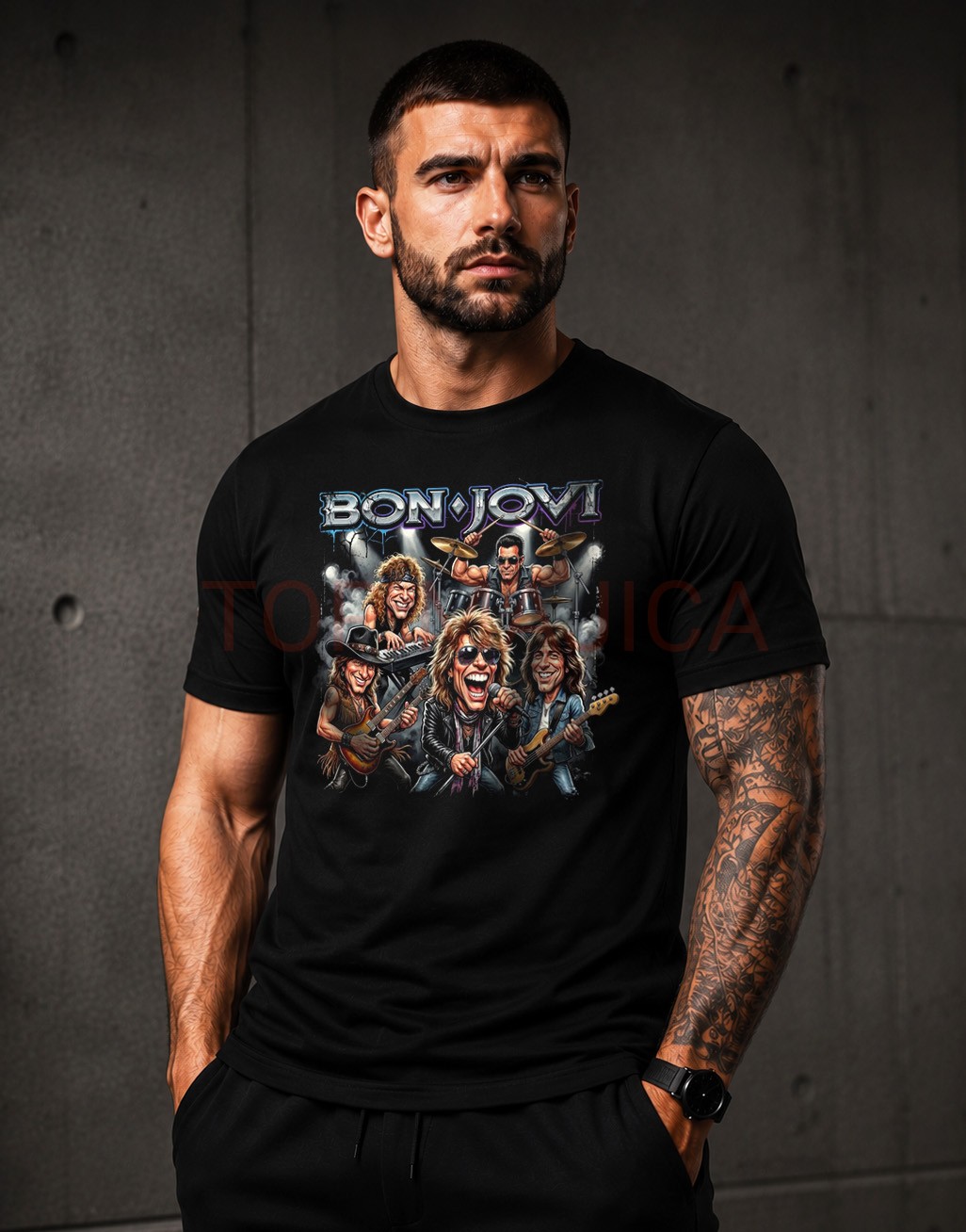 Bon Jovi top art majica crna Bon Jovi top art majica crna Bon Jovi top art majica crna