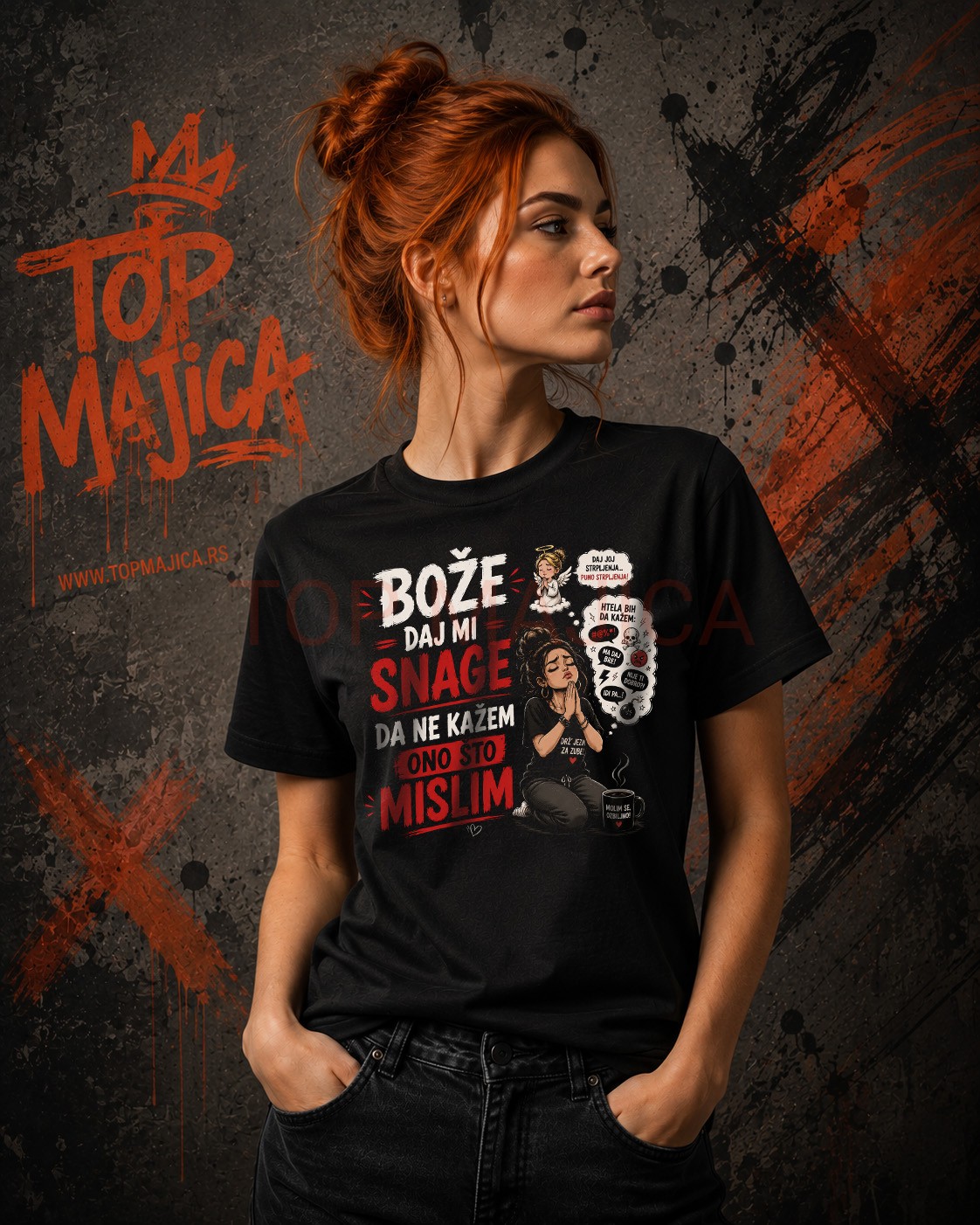 Boze daj mi snage da ne kazem ono sto mislim majica crna Boze daj mi snage da ne kazem ono sto mislim - Majica Boze daj mi snage da ne kazem ono sto mislim majica crna