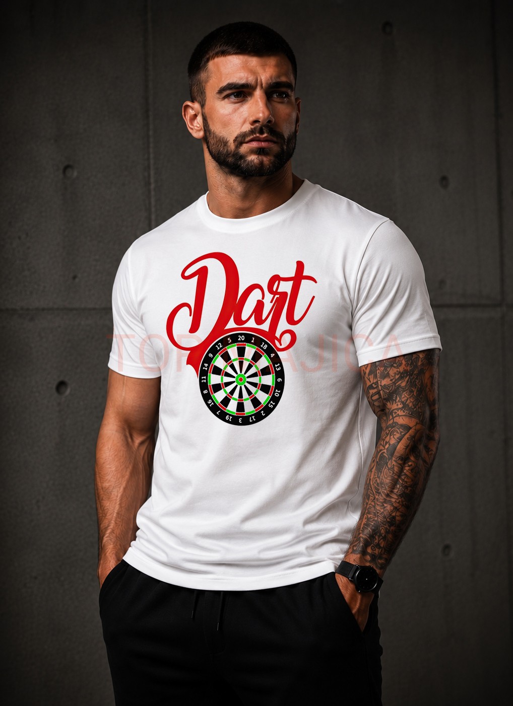 Dart bela majica t Dart - Pikado majica bela Dart bela majica t
