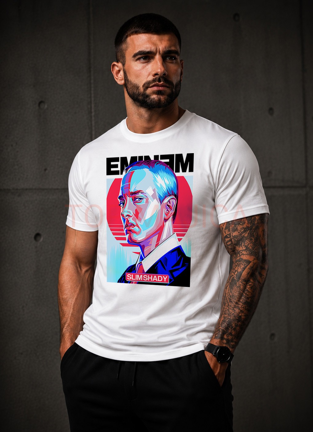 Eminem Slim Shady top majica bela Eminem Slim Shady top majica bela Eminem Slim Shady top majica bela