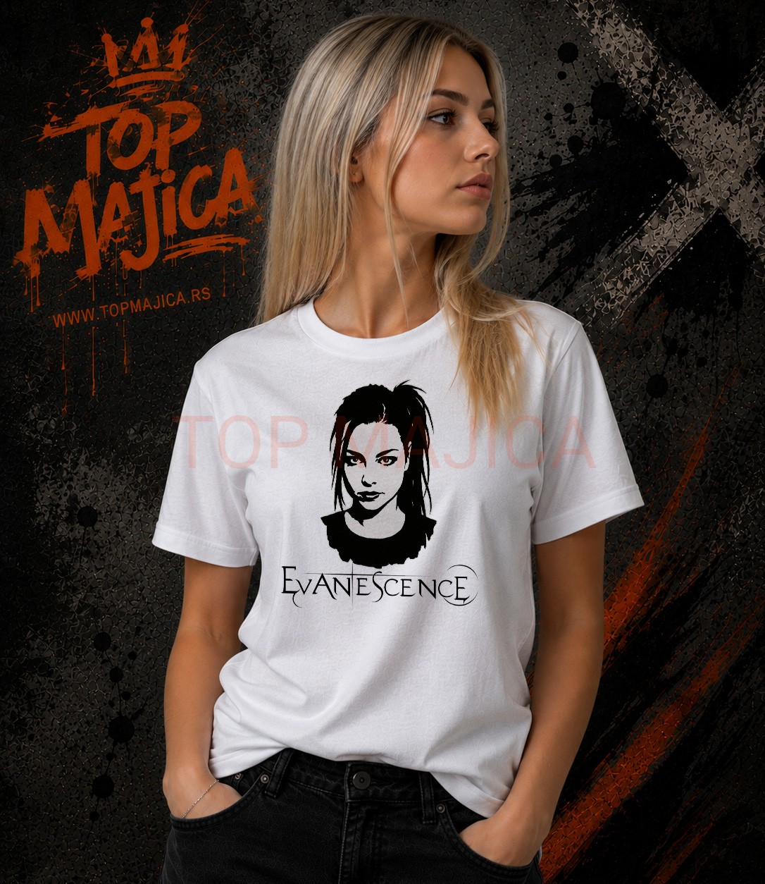 Evanescence top majica bela Evanescence top majica bela Evanescence top majica bela