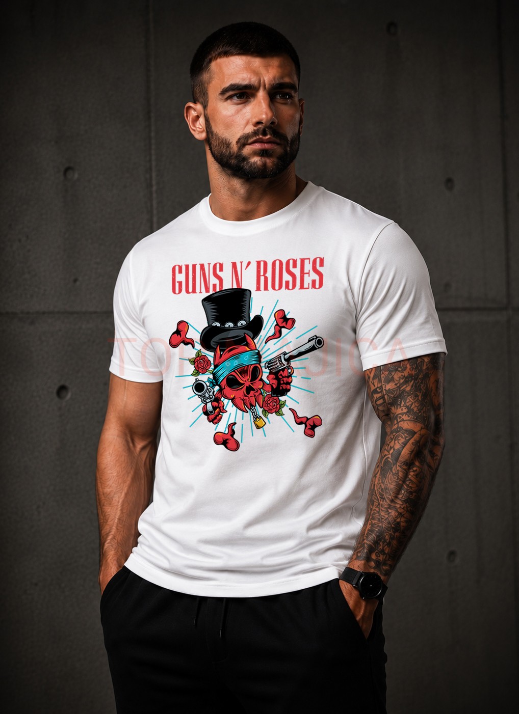 Guns N Roses Rock Skull novo majica bela Guns N Roses Rock Skull novo majica bela