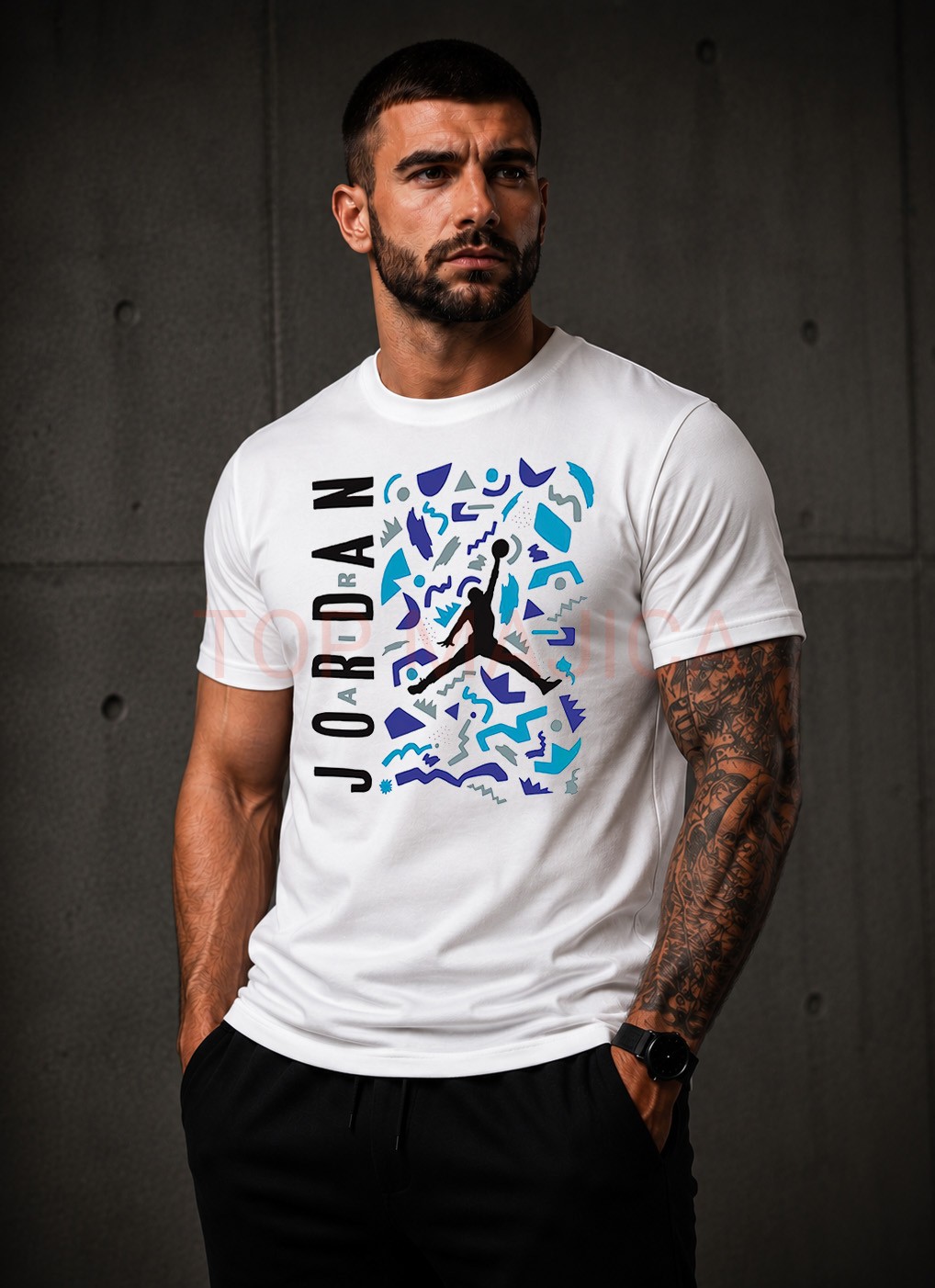 Jordan art mjaica bela Jordan art majica Jordan art mjaica bela