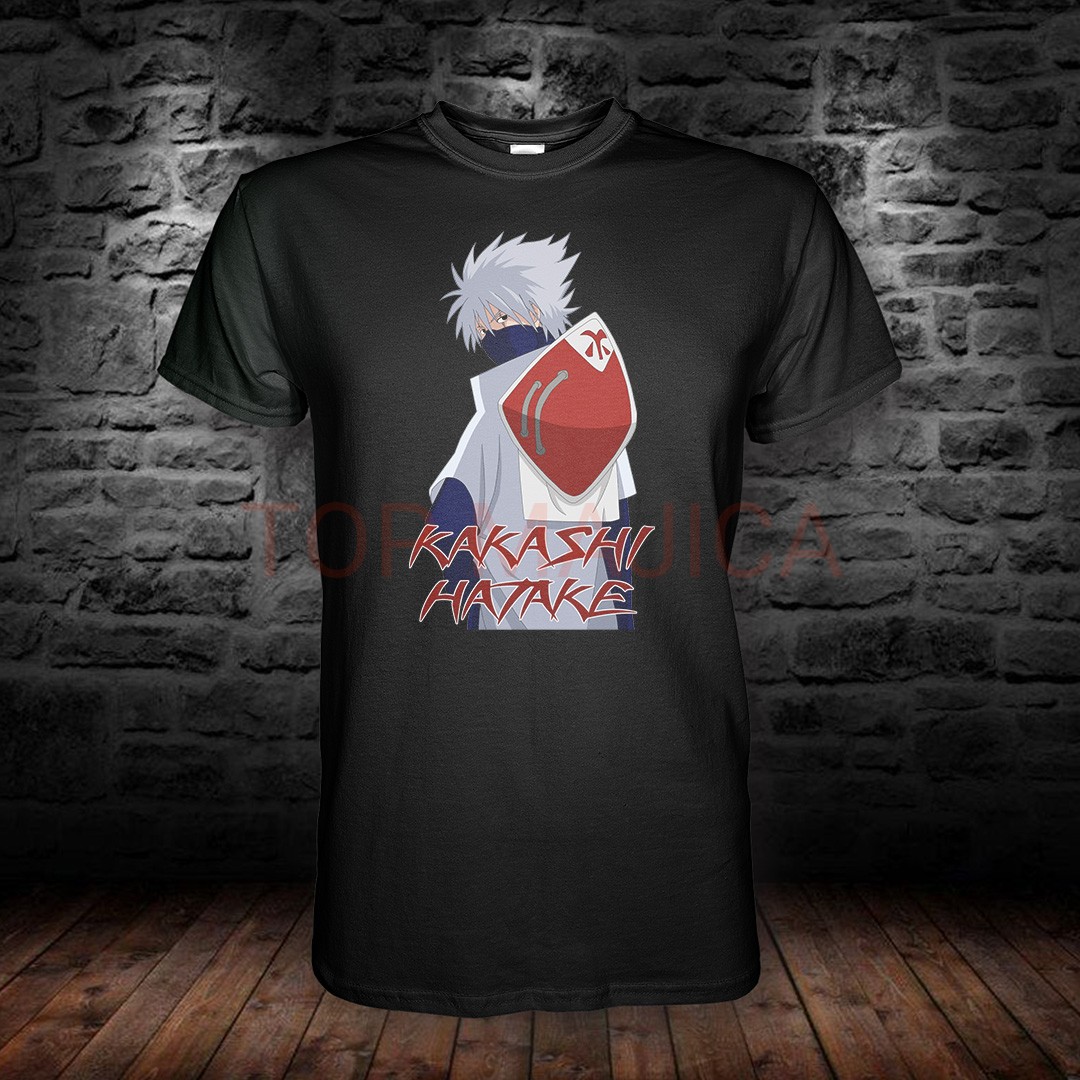 Kakashi Hatake Naruto – Crveni štit i stilizovani natpis majica KAKASHI HATAKE CRNA MAJICA