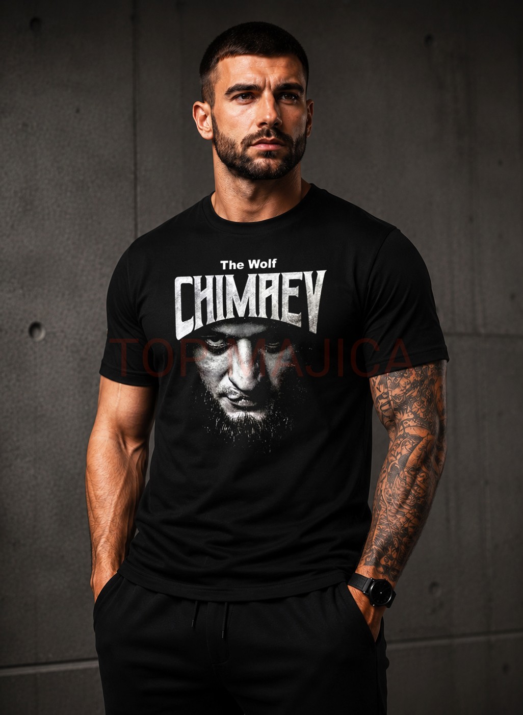 Khamzat Chimaev The Wolf UFC majica crna Khamzat Chimaev The Wolf majica crna