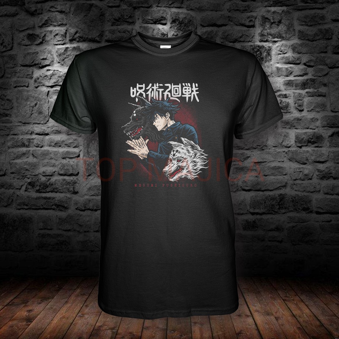 Megumi Fushiguro Jujutsu Kaisen – Psi senke pred crvenim krugom majica Megumi Fushiguro Jujutsu crna