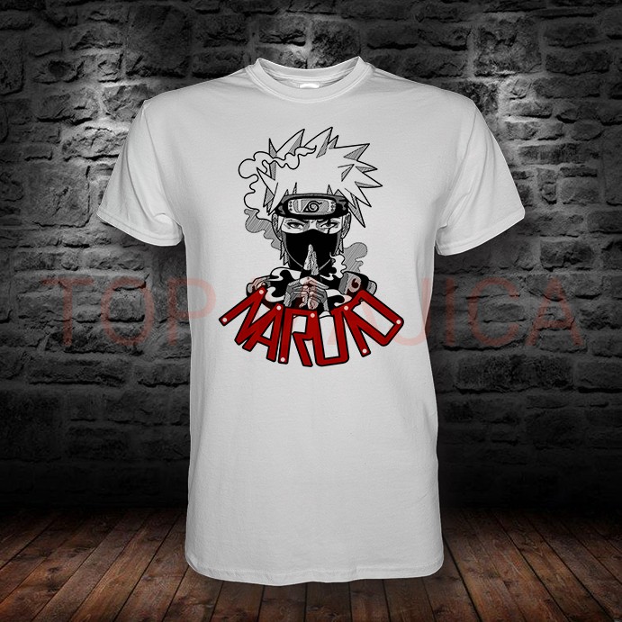 NARUTO TOP ART Naruto Uzumaki – Kakashi stil sa maskom i crvenim natpisom majica NARUTO TOP ART