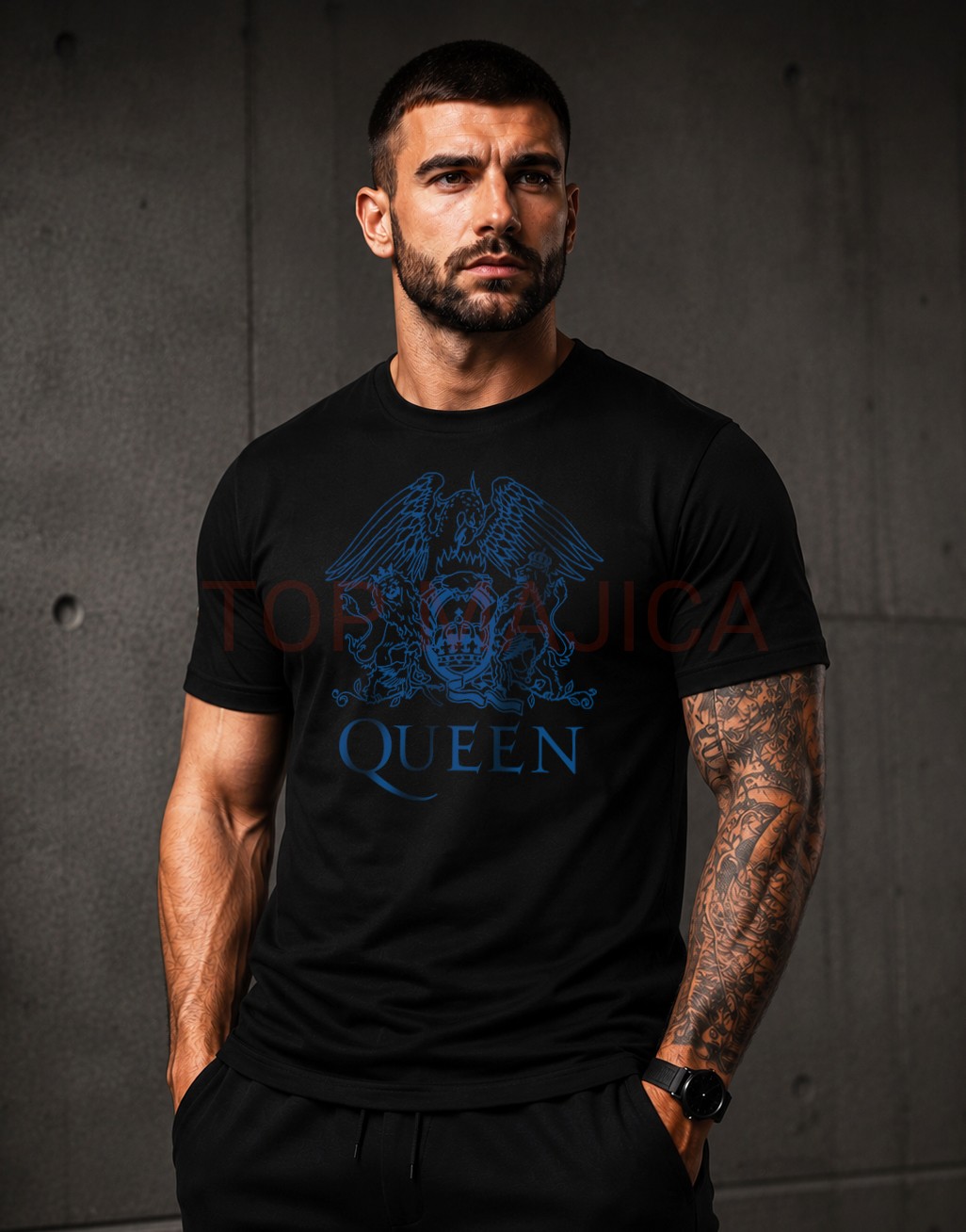 Queen logo blue majica crna Queen logo blue majica crna