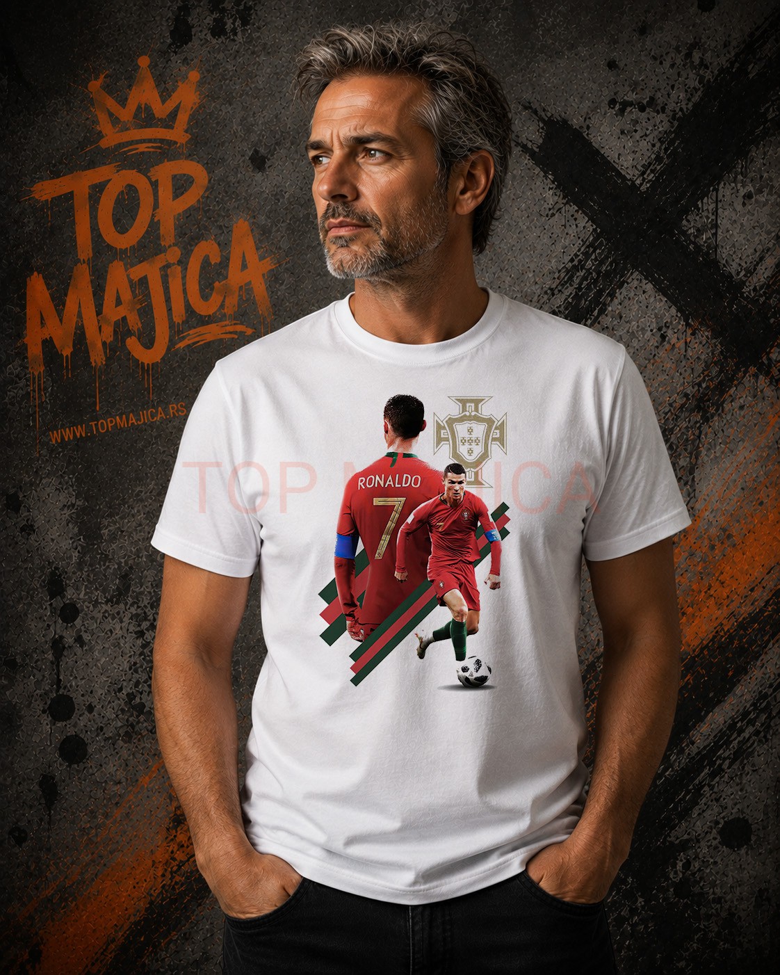 Ronaldo Portugal majica bela Ronaldo Portugal majica