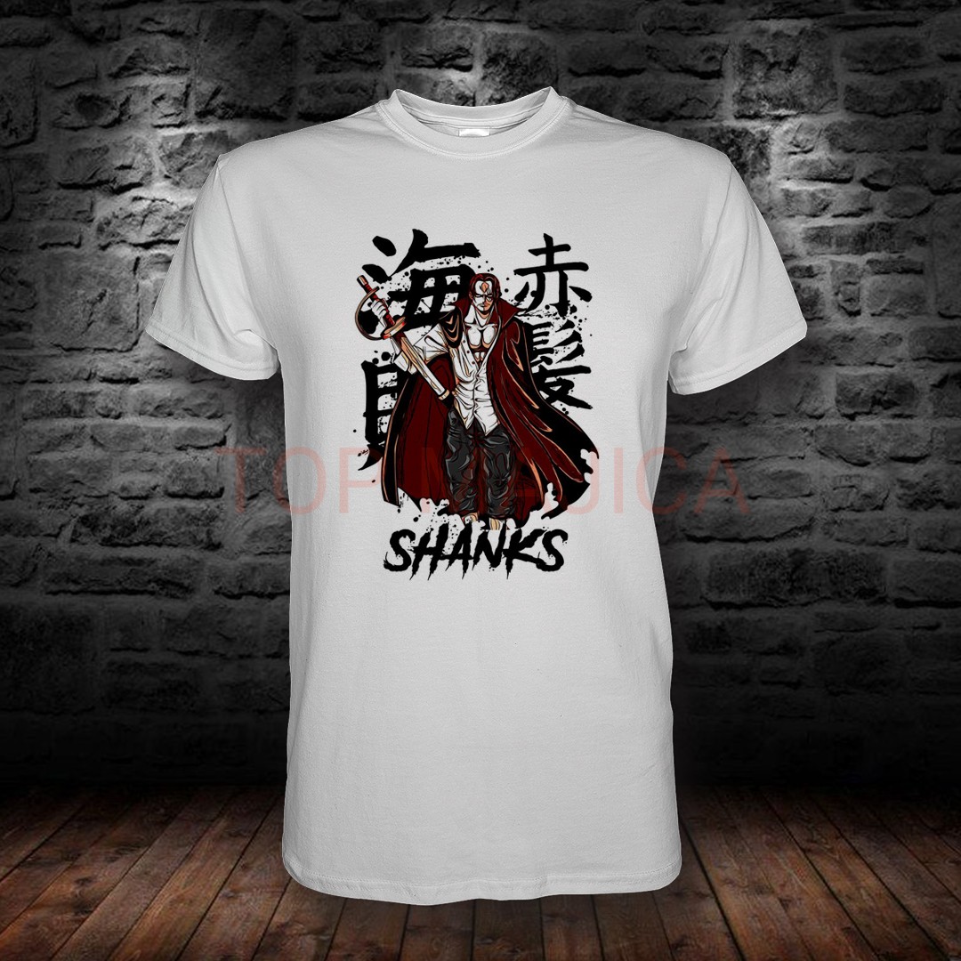 Shanks One Piece – Crveni carski ogrtač i masivni crni kanji majica Shanks One Piece BELA