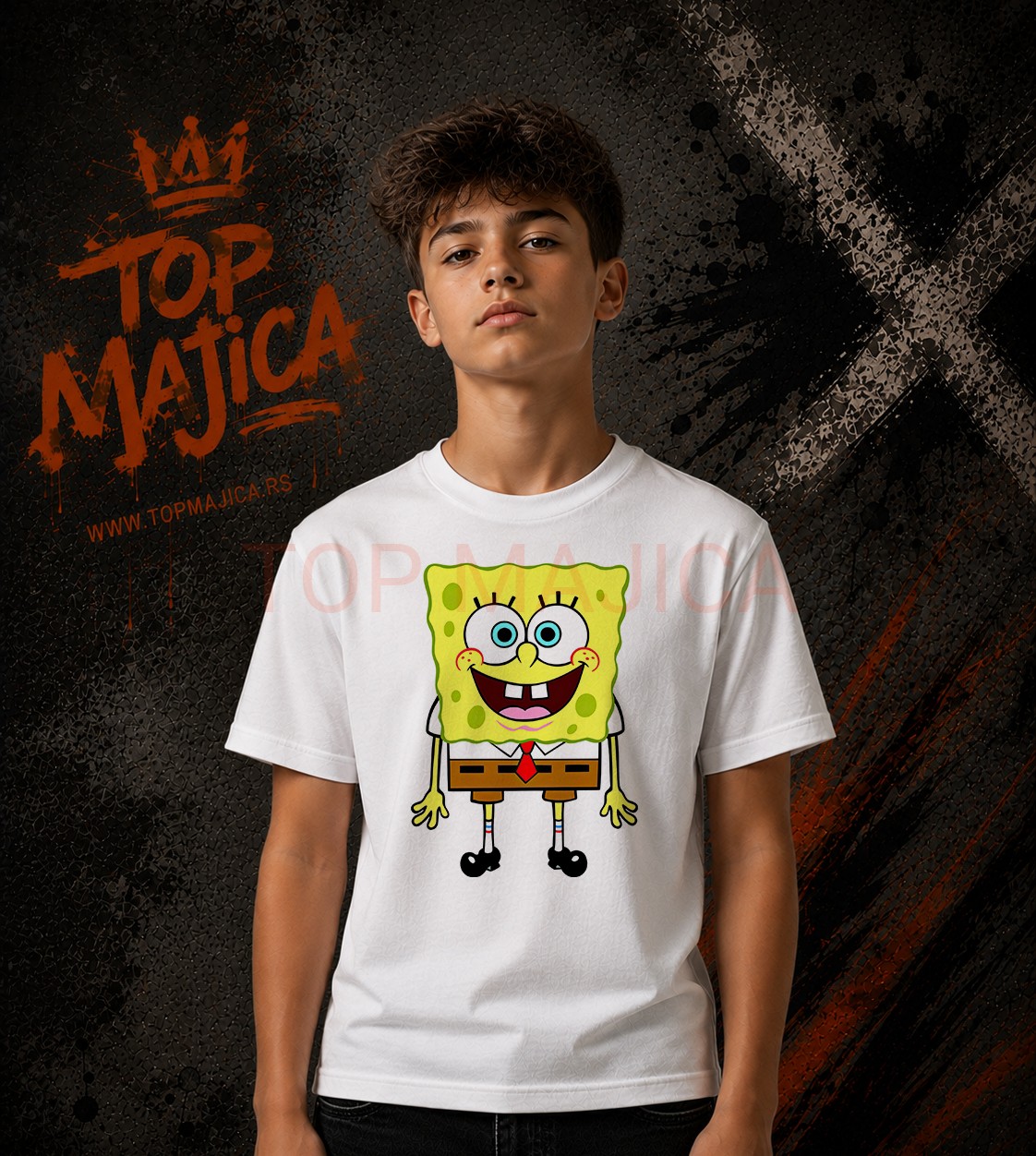 Sundjer Bob majica bela Sundjer bob za decu i odrasle