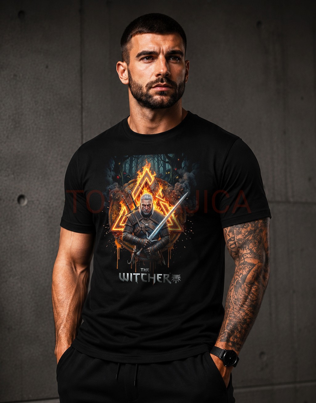 The Witcher new majica The Witcher - Majica top crna The Witcher new majica
