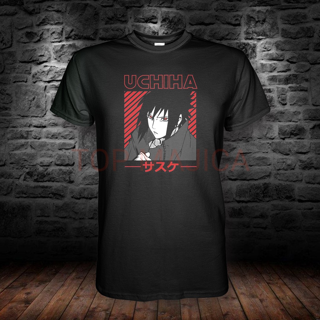 Sasuke Uchiha Naruto – Crveni manga panel sa dijagonalnim linijama majica Uchiha anime new crna