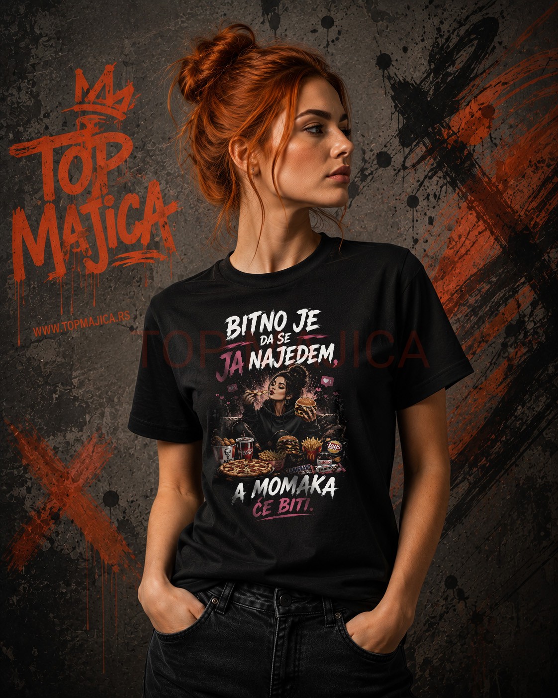 Bitno da se ja najedem, a momaka ce biti - Majica crna bitno da se ja najedem a momaka ce biti majica