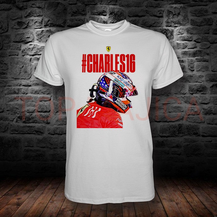 Charles Leclerc Formula 1 - Majica top bela charles leclerc 16